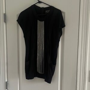 Dana Buchman Black Top with Silver Embellishments